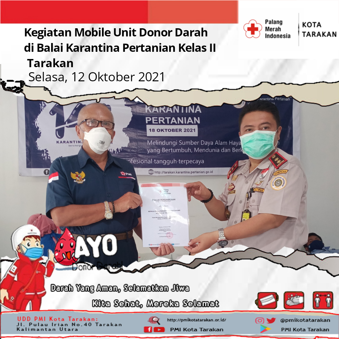 Kegiatan Mobile Unit Donor Darah PMI Kota Tarakan di Balai Karantina Pertanian Kelas II Tarakan