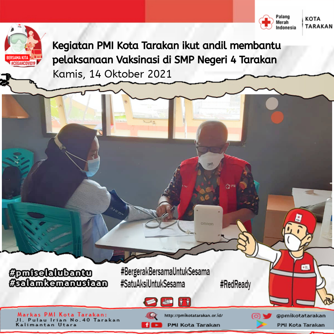 Kegiatan Vaksinasi PMI Kota Tarakan Di SMPN 4 tarakan