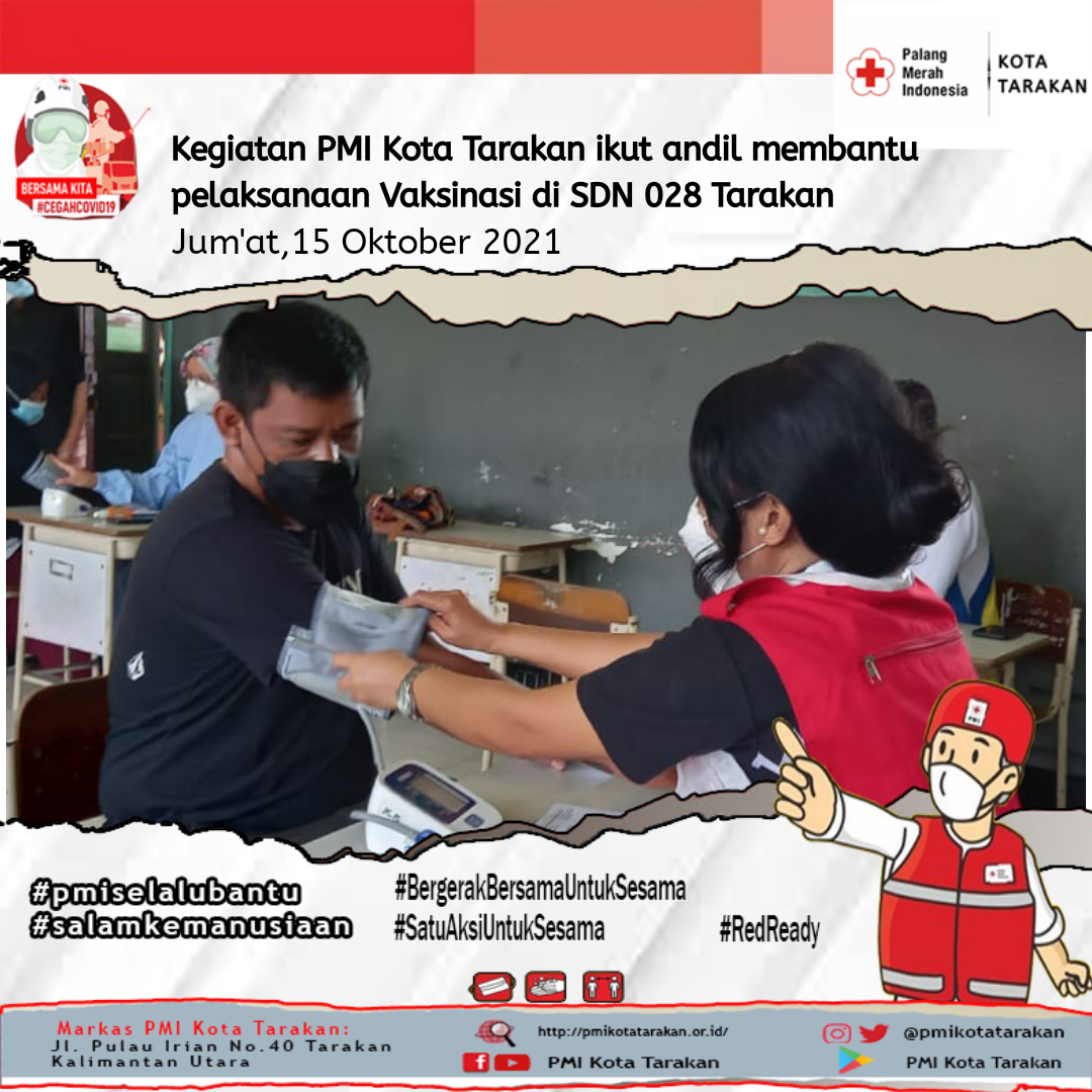 Kegiatan Vaksinasi PMI Kota Tarakan Di SDN 028 Tarakan