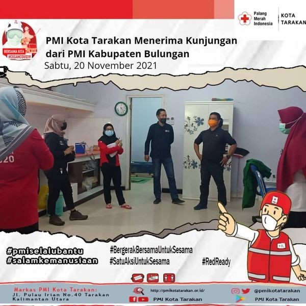 Palang Merah Indonesia (PMI) Kota Tarakan menerima kunjungan kerja dari PMI Kabupaten Bulungan