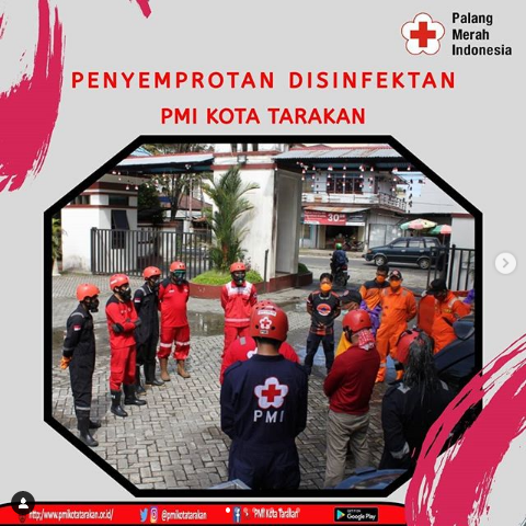 PMI Tarakan melakukan Penyemrotan Disifektan Di Sekolah SMPN 2 Tarakan