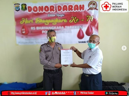 Kegiatan Donor Darah UUD PMI Kota Tarakan Dengan Rumah Sakit Bhayangkara Polda Kalimantan Utara