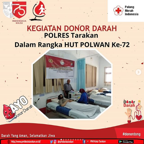 Bhakti Sosial Donor Darah POLRES Tarakan dalam rangka HUT POLWAN ke 72 Th